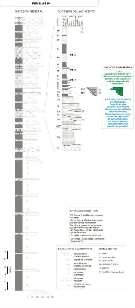 Sucesión estratigráfica general donde se sitúa el yacimiento Fonelas P-1.