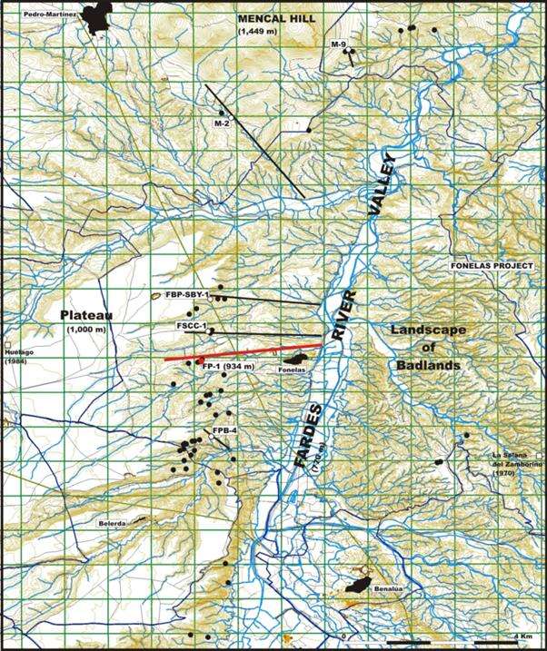 Mapa detallado de la zona de trabajo en campo del Proyecto Fonelas