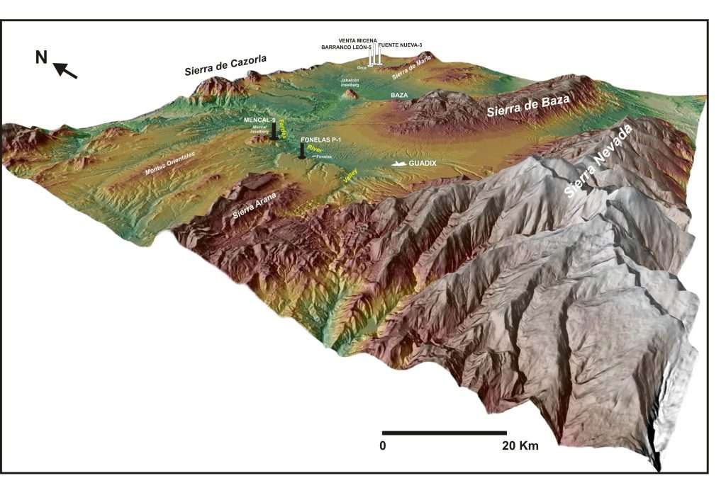 Modelo tridimensional del terreno (MDT) de las cuencas de Guadix y Baza
